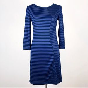 Max Studio Black & Blue Stripe Stretch Knit Dress